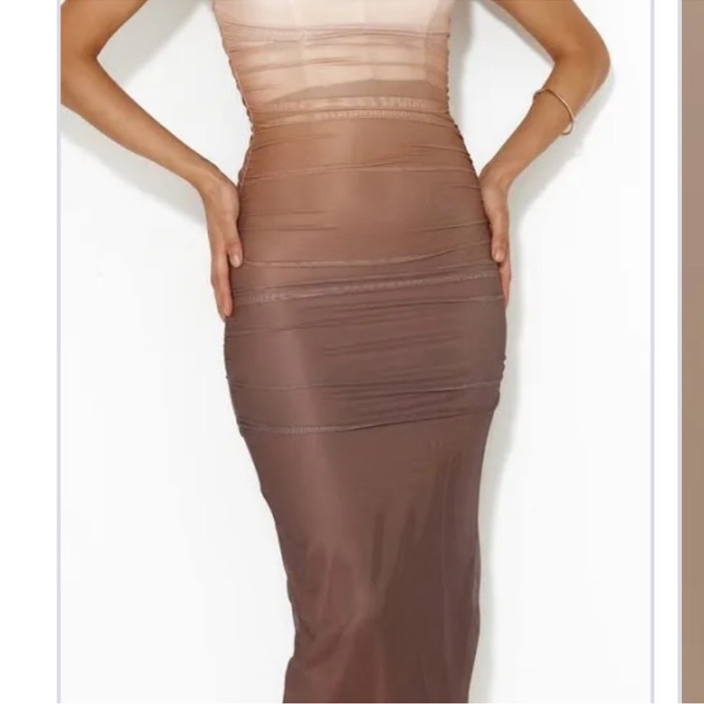 Hello Molly mesh Ombre brown midi Dress - Picture 2 of 3